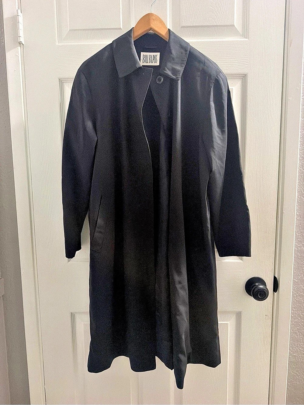 Bill Blass Storm System Rain & Wind Protection Wool Trench Coat in Black Size 12